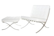 Киев Дизайнерское кресло Barcelona белое с пуфом-оттоманкой,  дизайн Mi